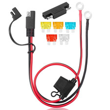 SAE Battery Connector, 2 FT, 12 AWG, SAE to O-Ring Harness with 5A-25A Fuses