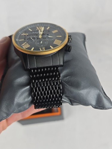 Akribos XXIV AK919 Chronograph Watch Men Black Gold Tone Sapphire Coated - Picture 4 of 16