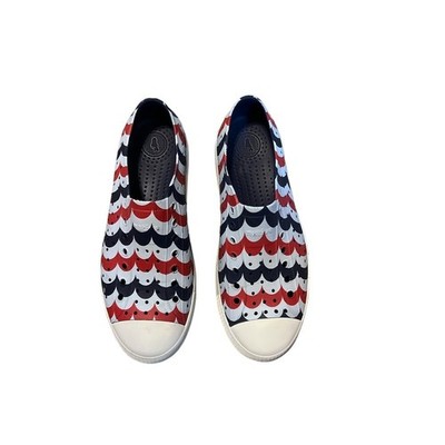 Native Unisex Jefferson Slip On Shoes in Patriotic Waves Women's 11 Men's 9