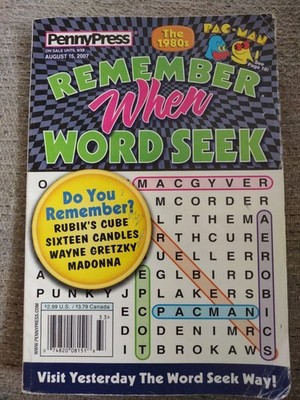 PennyPress 2007 REMEMBER WHEN Word Seek THE 1980s UNUSED