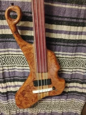 Right-hand Fretless Bass 4 String  Pink Zebra Wood Wishbass  34"  Scale Soapbar