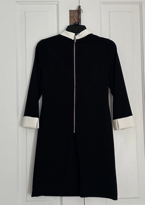 Vestido recto Tommy Hilfiger blanco y negro • Talla 4 petite • Clásico armario básico Foto 3 de 4