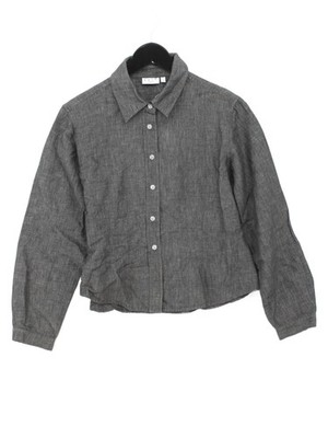 East Damen Shirt UK 12 Grau 100% Sonstige Langarm Kragen Basic