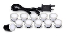Outdoor Light Silver Decking Kit Blue 10 Lights Dusk-Dawn Sensor 4000K UK Plug