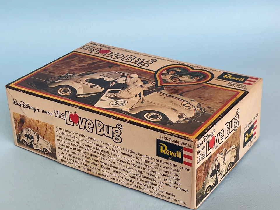 Vtg. Original REVELL HERBIE THE LOVE BUG 1/25 plastic model kit, open, complete - Immagine 2 di 4