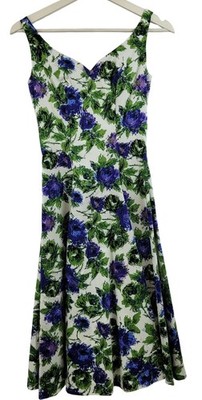 Retrospect Vintage Style Fit and Flare Cornflower Floral Dress Size US2 UK 6 new