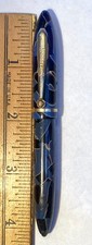 Stylo plume Sheaffer Balance petit marbre bleu plume or 14 carats #3 25 remplissage levier