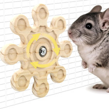 Rotating Natural Wood Chinchilla Chew Toys for Teeth, Interactive Enrichment Toy