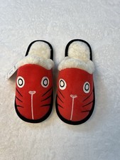 Cute Kawaii Cat Slippers Women  s 6 Red Plush Cozy House Shoes NWT