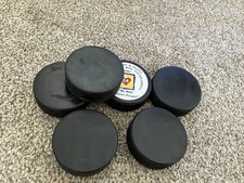 Ice Hockey Pucks, Mixed Lot Of 6 , Used Hockey Pucks