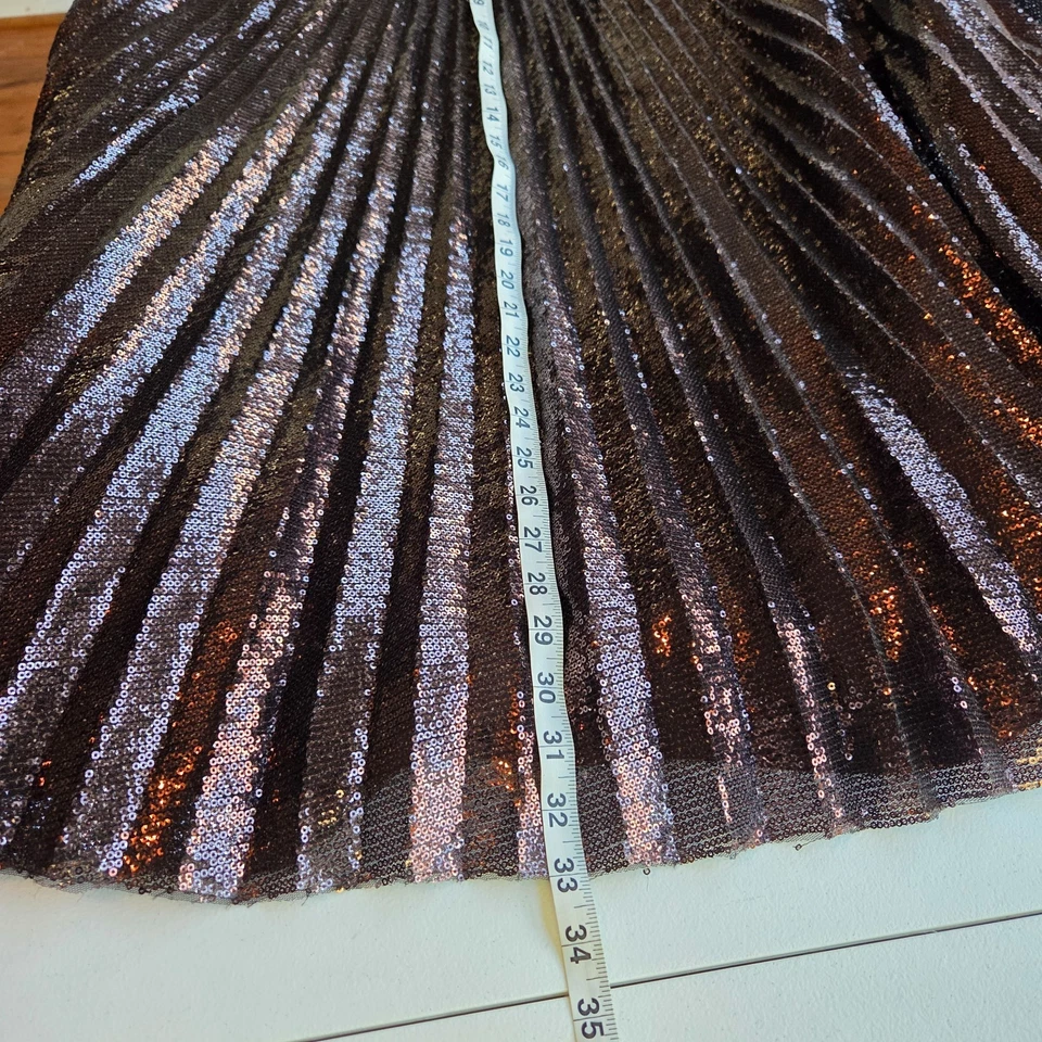 Falda midi Ralph Lauren etiqueta púrpura marrón lentejuelas tul para mujer talla 4 nueva con etiquetas $2790 Foto 4 de 4