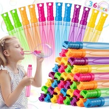 36 Pack Big Bubble Wands Bulk in 6 Colors, Ideal for Easter, Summer,