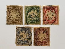 German States - Bavaria - Scott #60,62,63,64,70 (1900) Used - Free Shipping