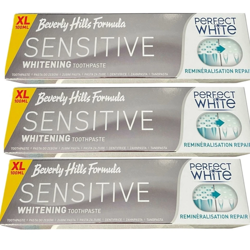 3 x 100ml Beverly Hills Formula Perfect White Sensitive Whitening Toothpaste