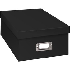 Photo Storage Box with Lid, Black Organizer for Pictures, Archival Safe Photo