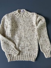 Handmade Oatmeal Speckled Fleck Knit Sweater Pullover Crewneck Kids Size S/M