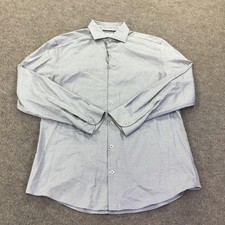 Charles Tyrwhitt Dress Shirt Mens 16.5 34/35 Blue Geometric Extra Slim Non Iron