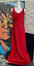 Vintage Niki Originals Red Glitter Maxi Gown Size 8 Cut Out Open Back Glam