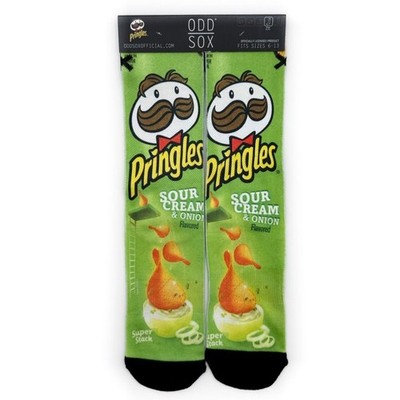 Odd Sox Pringles Sour Cream and Onion Crew Socks Mens Womens Lime Green Gift New