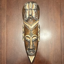 Hand Carved African Burkina Faso-Inspired Bwa Butterfly Mask Wall Art