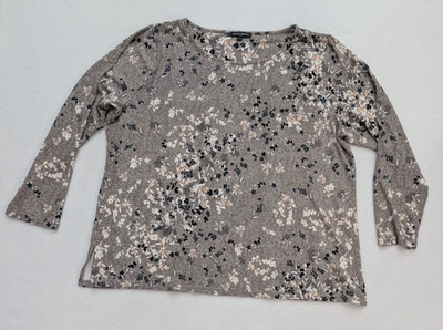 Mario Serrani Women's Top Size XXL Gray Floral Print Long Sleeve Boho Soft