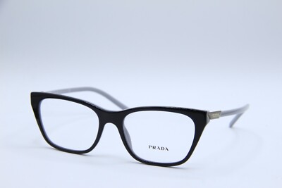 NEW PRADA VPR 05Y 08Y-1O1 BLACK GREY GOLD AUTHENTIC EYEGLASSES 53-17