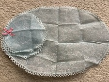 Brand New 1950’s Vintage Dressing Table Doily Mat Set floral Crochet lace edge
