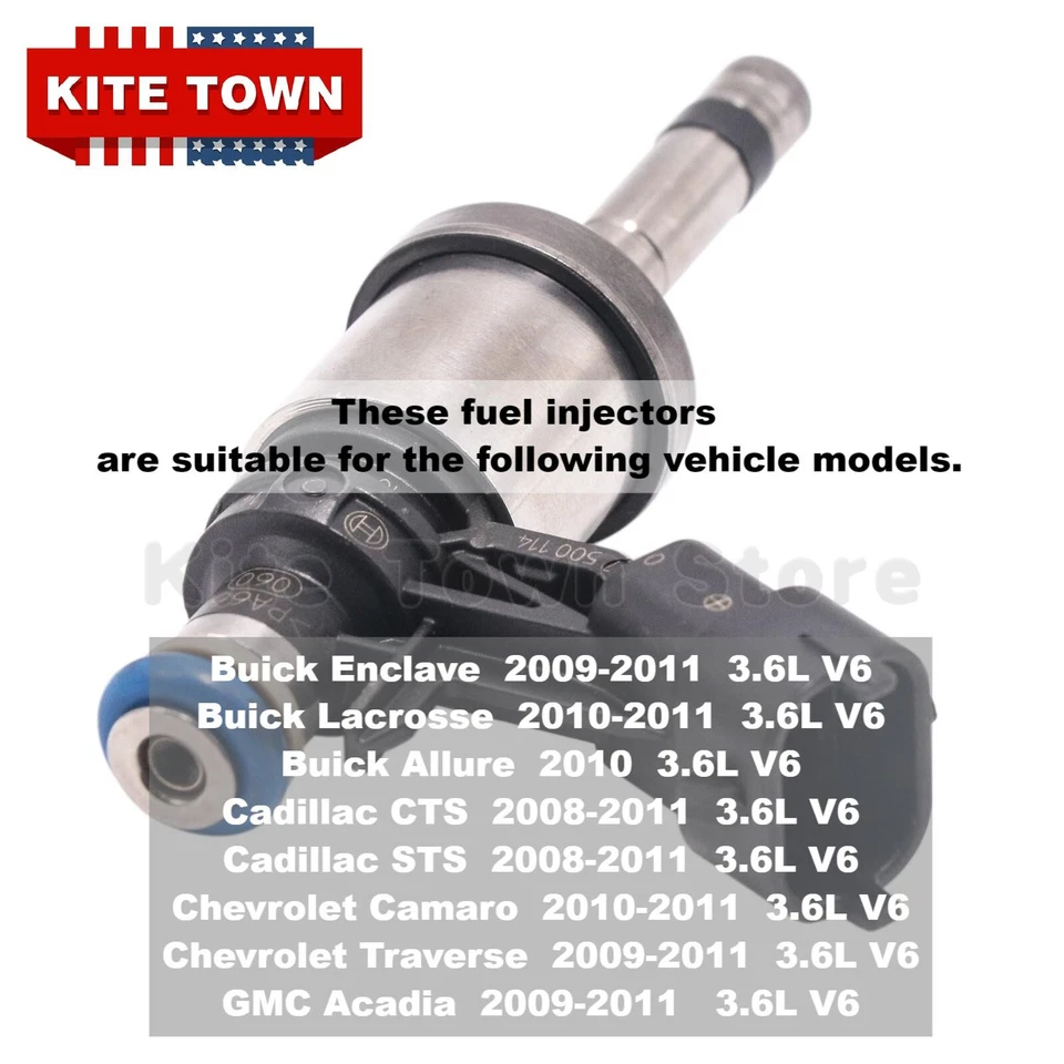 6x OEM BOSCH Fuel Injectors For 09-11 Buick Enclave 12638530 0261500114 Foto 3 de 4