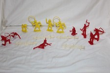 Vintage Tim mee Toys Plastic Indians Bright Yellow and Red with fences