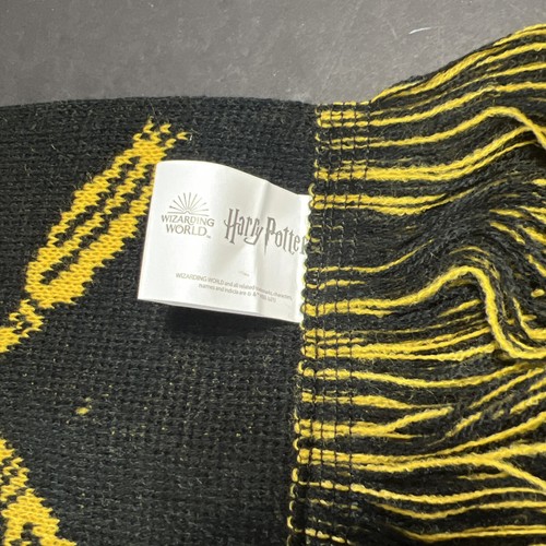 Harry Potter Hogwarts Knit Scarf Black Gold Fringe Wizarding World H - Picture 4 of 9