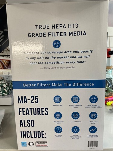 NEW…Medify Air MA-25 Air Purifier with H13 True HEPA 500 sq ft ‘WHITE’ Sealed - Picture 2 of 11