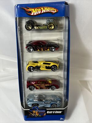HOT WHEELS HOT BLAST & CRASH 5 CAR PACK 2006 NEW IN SEALED PACKAGE