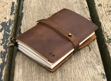 Personalized Leather Journal Notebook A6 Genuine Leather Daily Writing Notebook