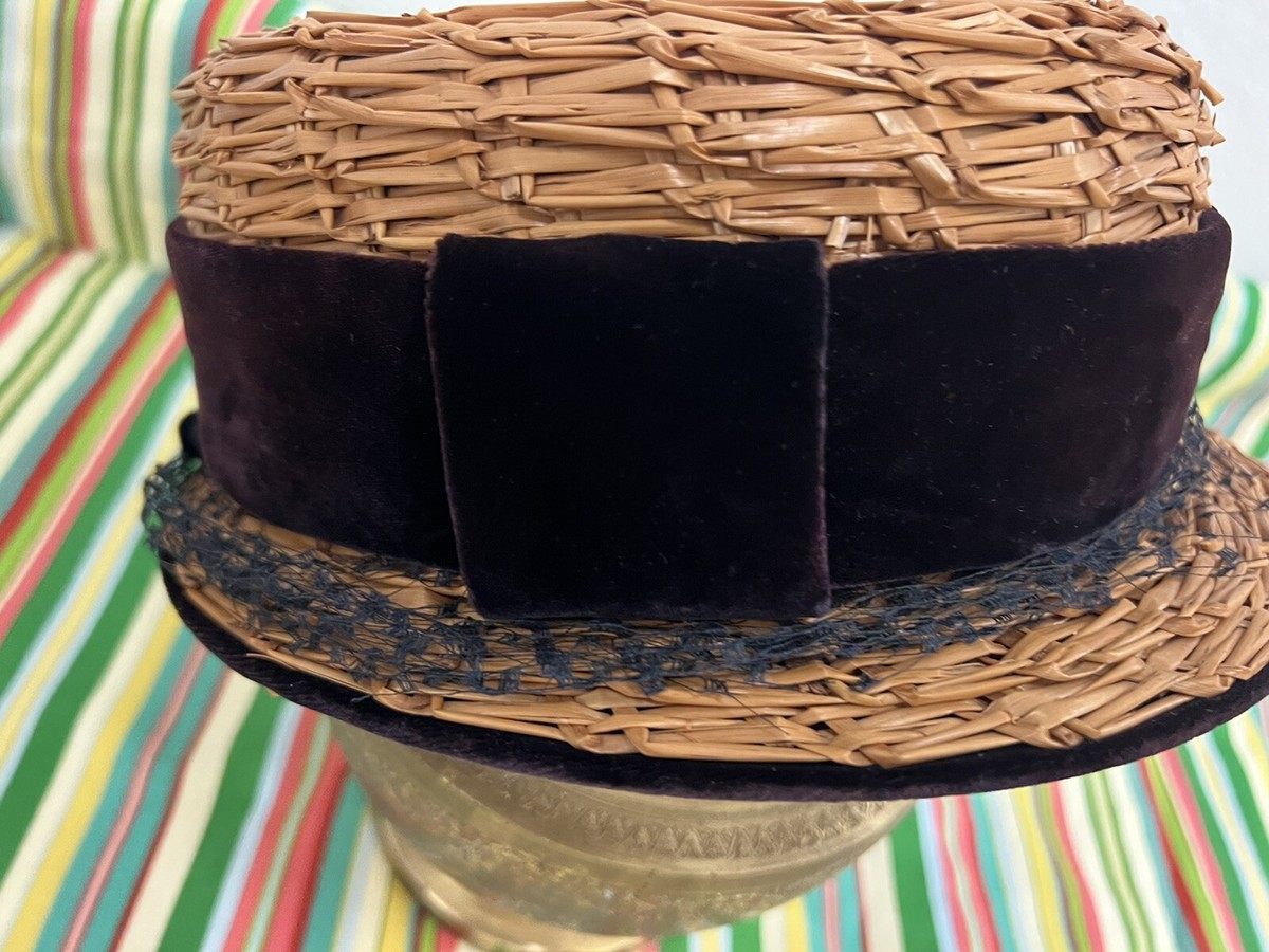 Vtg Chanda Engel-Fetzer| Straw Hat With Flower Appliques Chanda Vintage 1950s Straw Boat Hat From Engel Fetzer W  main image 3