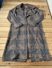 Mystree Nwot Women’s Plaid Trench Coat Size M Brown Hg
