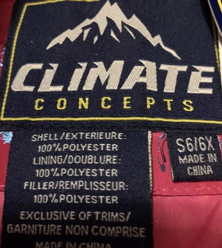 Climate Concepts Girls Puffer Jacket Red Size 6/6X Hood Pockets Unicorn Graphics - Picture 10 of 12