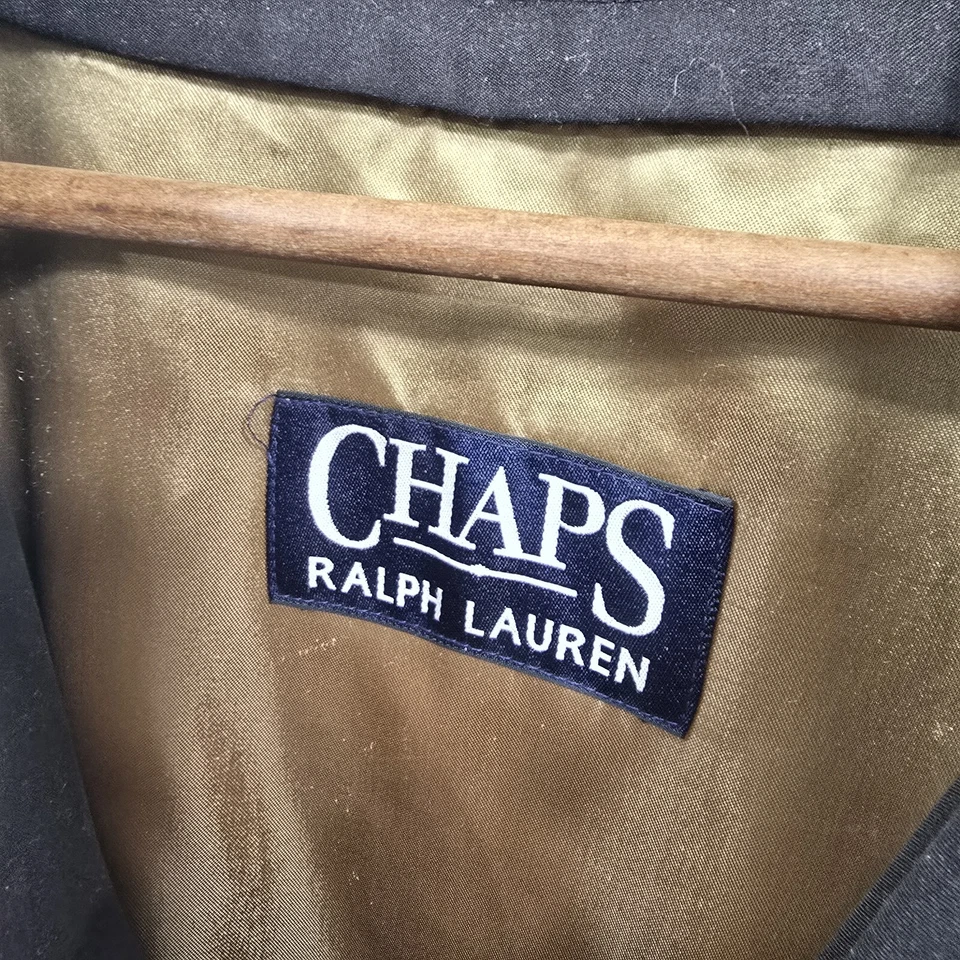 Abrigo Ralph Lauren Para Hombre XL Negro Trench Lana Forrado Botón Vintage Chaqueta Manta  Foto 2 de 4