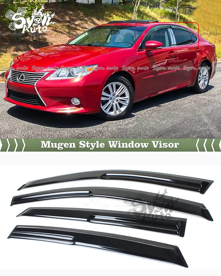 FOR 2013-2018 LEXUS ES350 ES300h JDM 3D WAVY MUGEN STYLE WINDOW VISOR RAIN GUARD - Image 2 of 4