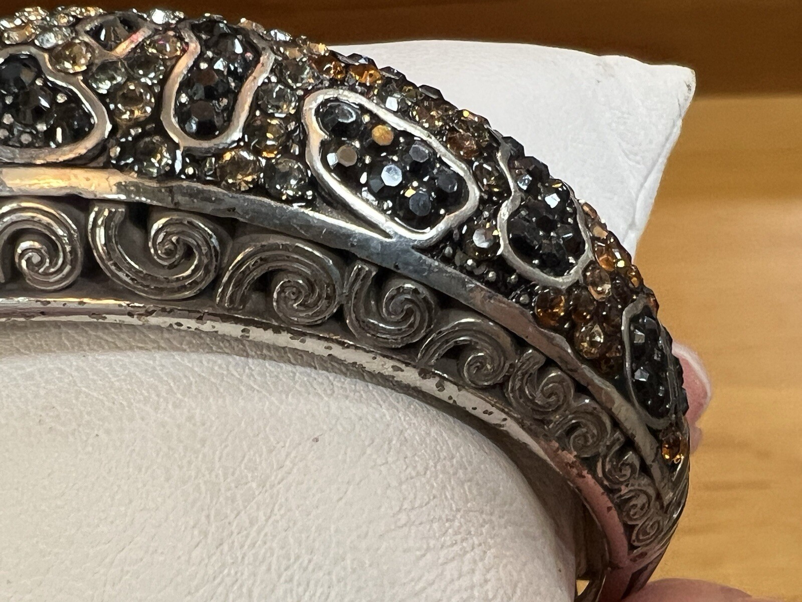 Brighton Rhinestone Leopard Pattern Wide Hinged B… - image 8