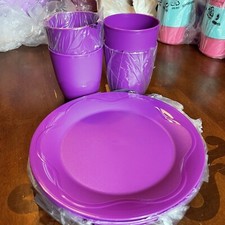 Tupperware Plates Tumblers Set Dessert Purple Kitchen Dinnerware