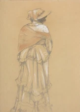 Leontine Maneles (active circa 1903/04), monogrammed drawing, back figure
