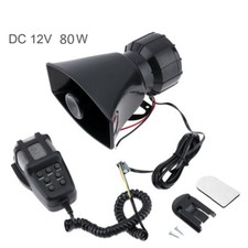 Car Suv 80W Loud Horn Siren 12V Speaker 7 Sounds Tone MIC Multi-tone Claxon Horn