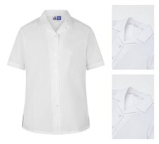 Short Sleeve Kids Girls Blouse Shirt - Revere Collar Regular Fit School Blouse