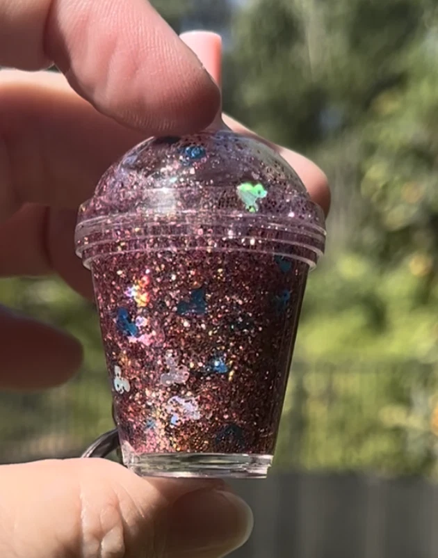 Mini Snow Globe Coffee Cup Keychain - Custom Purse or Backpack Charm