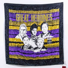 VTG 90s Kacy World Colors Positive People Great Heroines Scarf Black History AOP