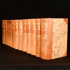 1922-1928 12 Vols Bonniers Konversations Lexikon Uncommon Leather Binding Fol...