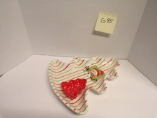 Tree Shaped Relish Dish with Snowman, Two Piece