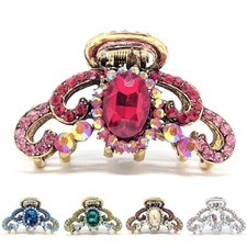 2.5" Medium Size Elegant Austrian Crystal Metal Bridal hair clip jaw Clamp pins