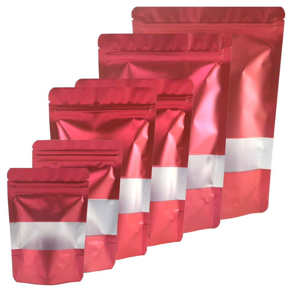 Matte Red Smell Proof Heat Sealable Food Safe Mylar Stand Up Bags