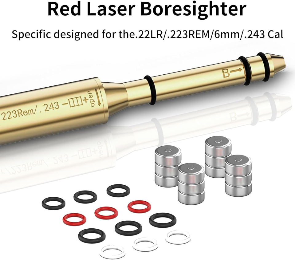 Special Laser Bore Sight for .22Lr/.223Rem/6Mm/5.56Mm/.243 Cal Red Dot